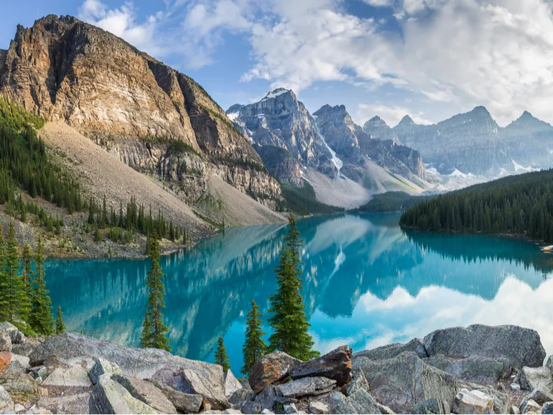 Brilliantly blue lake in Rocky Mountain National Park, one of the best in the United States of America