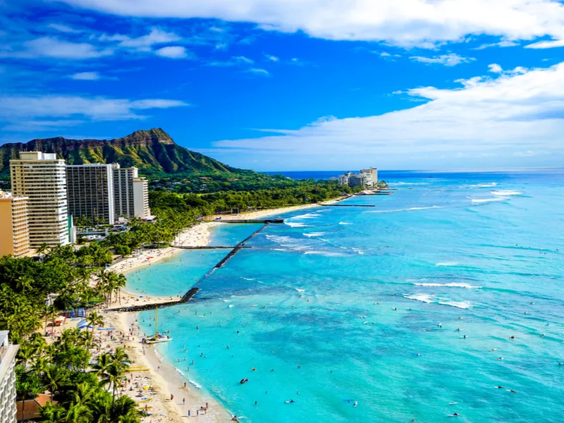 Waikiki beach in Oahu, one of the best beaches in Hawaii