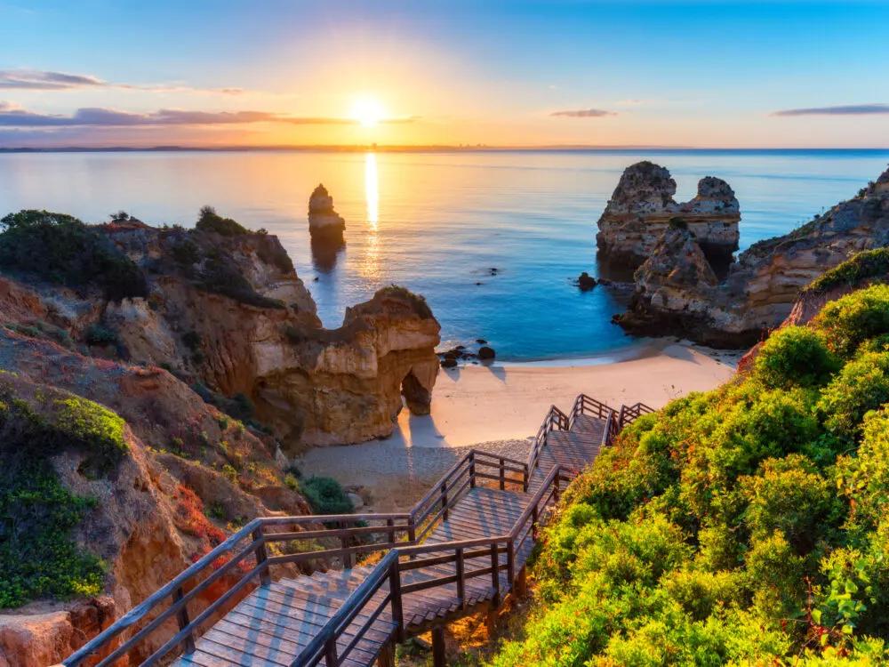 Gorgeous beach on the coast of Algarve, one of the best places to visit in Portugal