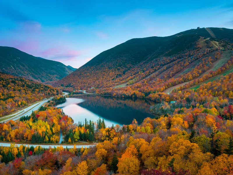 Fall view from one of the best places to visit in New England, White Mountains, New Hampshire